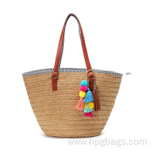 Summer Beach Tote with Tassel for Travel bag